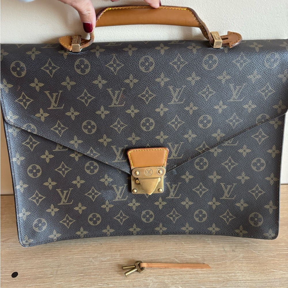 Louis Vuitton Monogram Canvas Briefcase in Brown and Tan